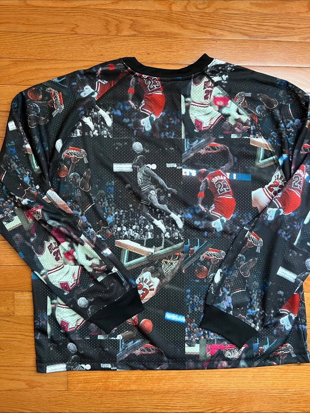 Jordan Black All-Over Michael Jordan Basketball Graphic Long-Sleeve Top
